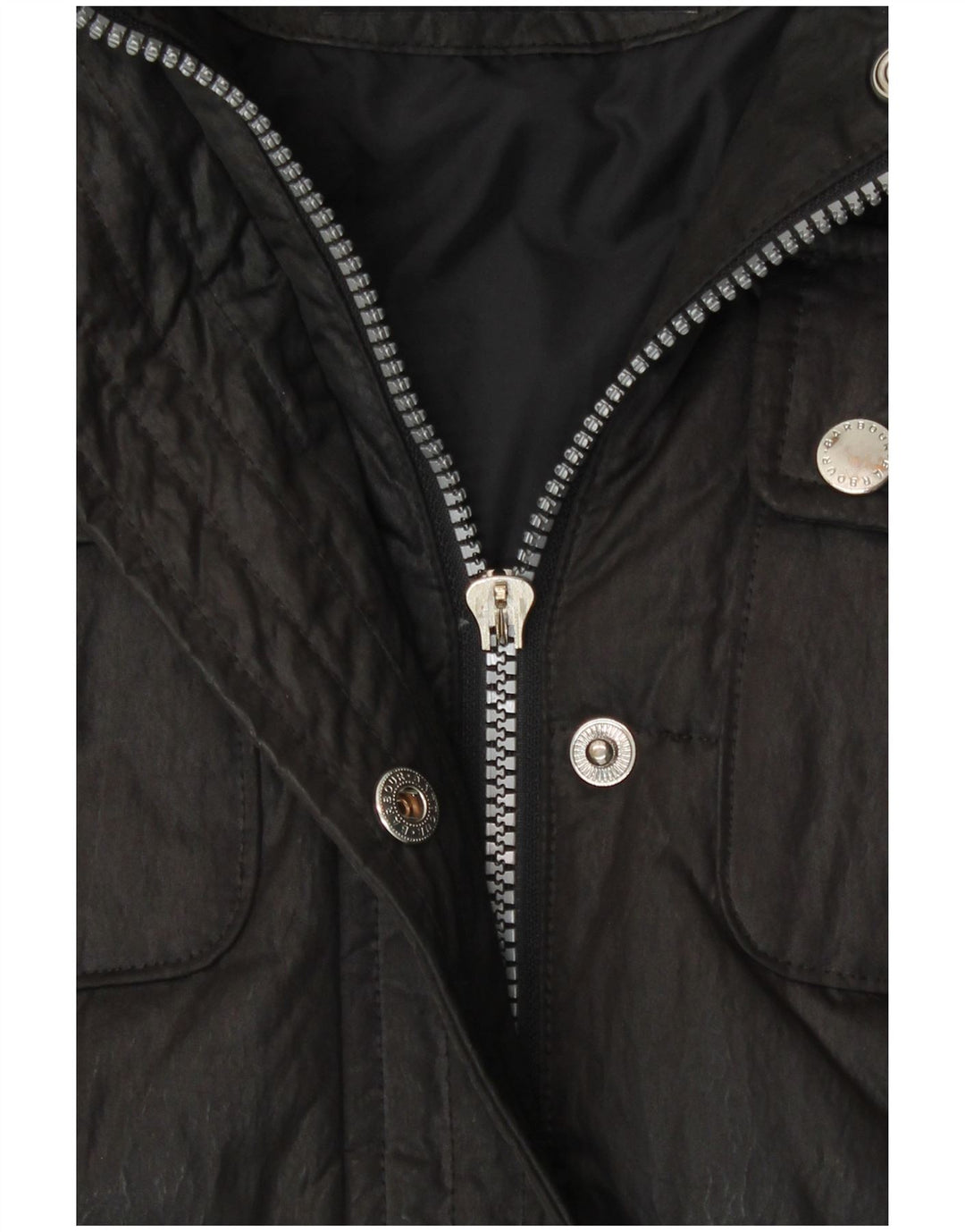 Casaco acolchoado feminino Barbour UK 12 algodão preto médio
