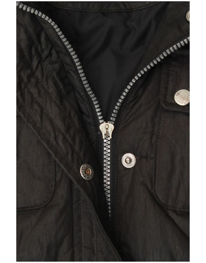 Casaco acolchoado feminino Barbour UK 12 algodão preto médio
