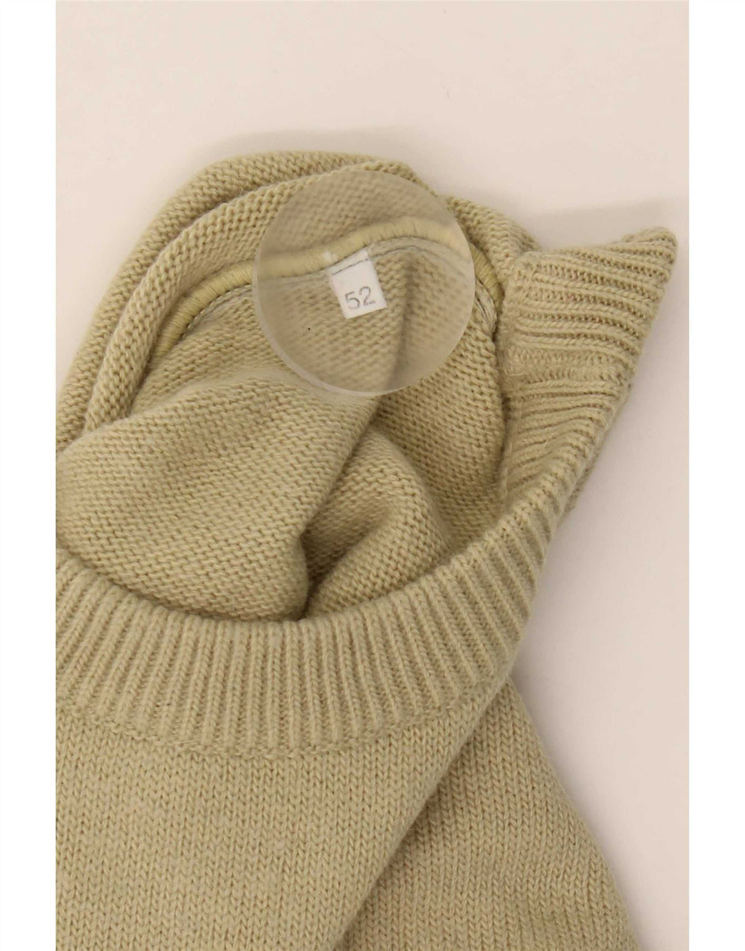 Suéter masculino vintage com gola redonda IT 52 grande lã bege