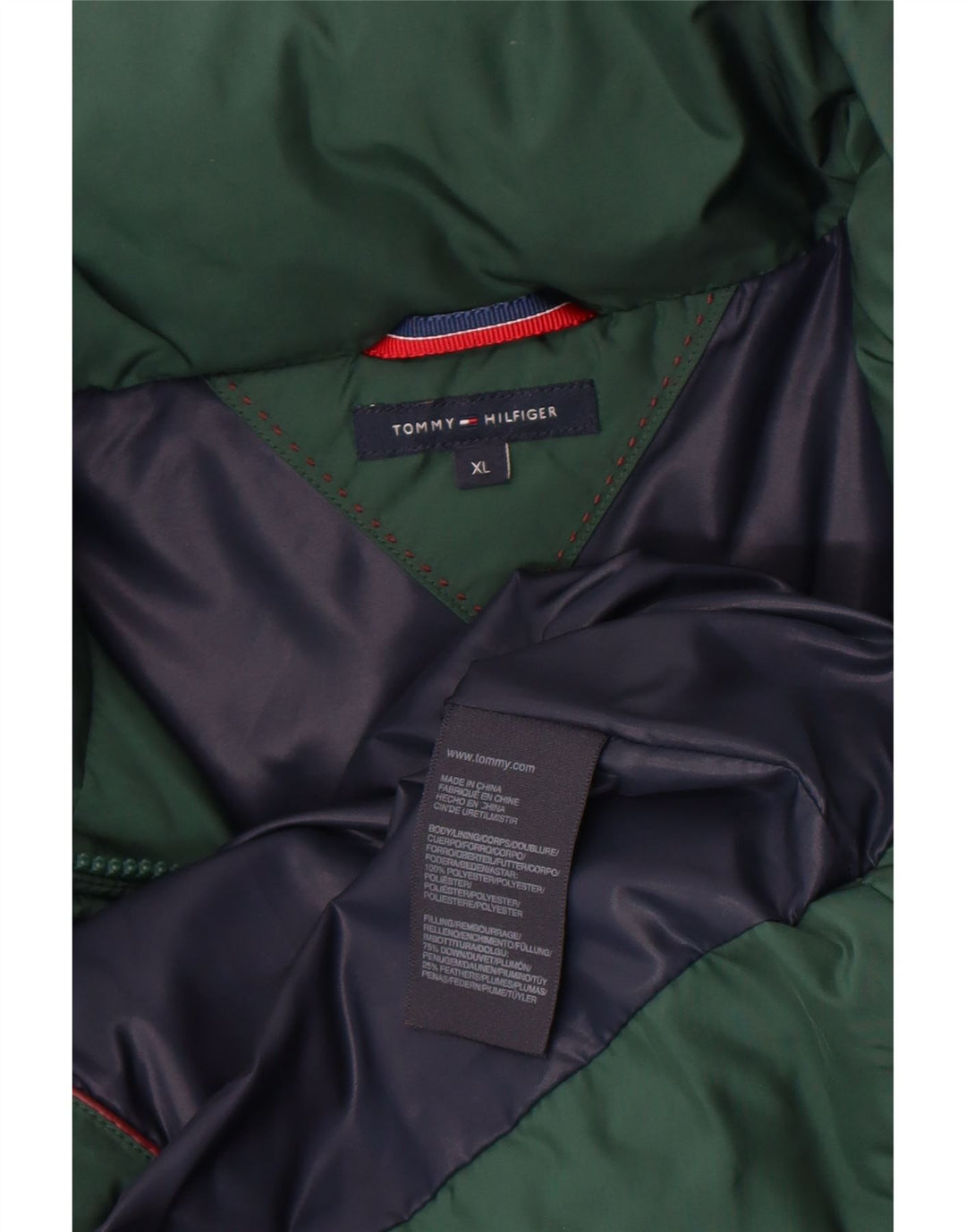 Jaqueta acolchoada com capuz feminina Tommy Hilfiger UK 18 XL verde poliéster