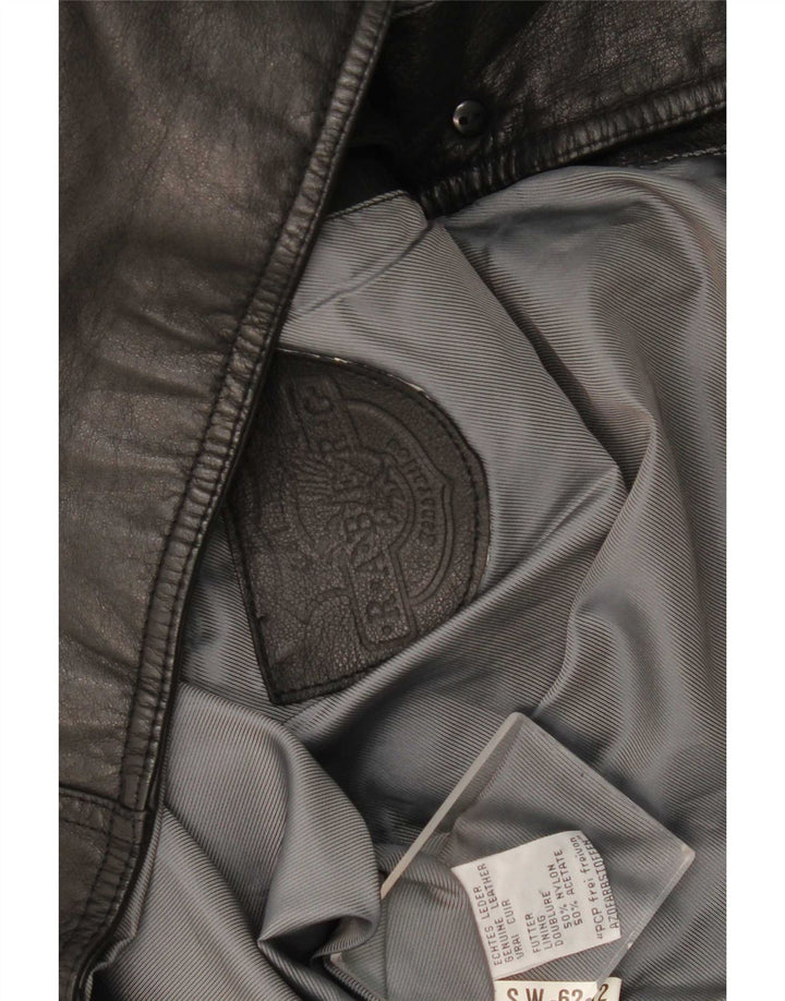Colete de couro masculino vintage XL couro preto
