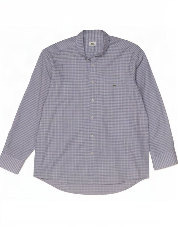Camisa masculina Lacoste tamanho 44 XL azul algodão guingão