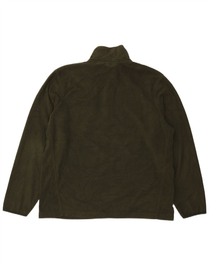 Eddie Bauer Suéter masculino de lã com zíper e gola grande poliéster verde