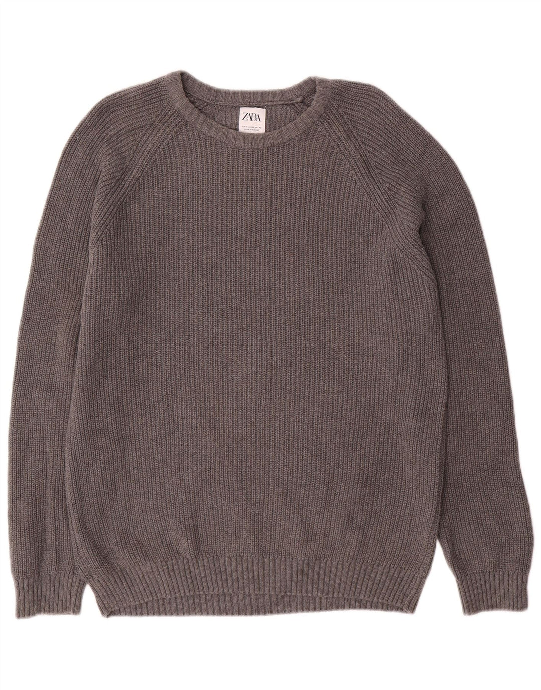 Zara Suéter masculino com gola canoa e algodão cinza médio