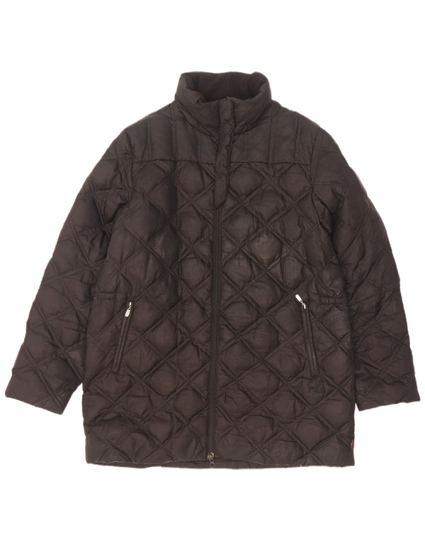 Casaco feminino Fila Loose Fit acolchoado UK 14 poliéster geométrico preto médio