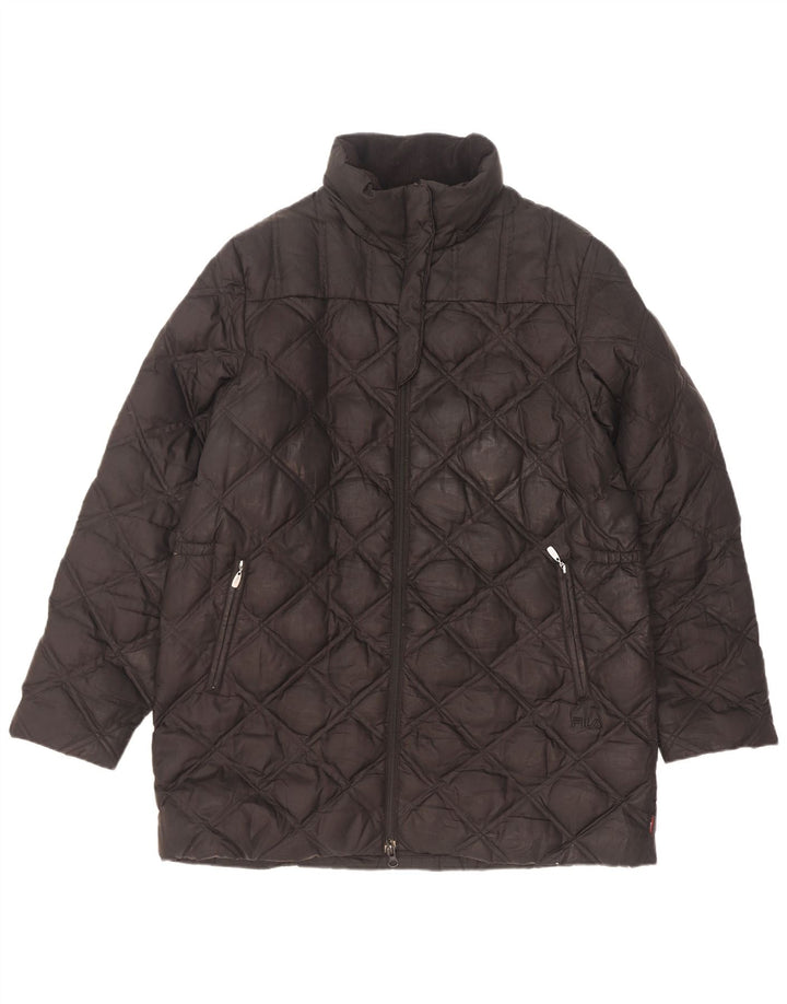 Casaco feminino Fila Loose Fit acolchoado UK 14 poliéster geométrico preto médio