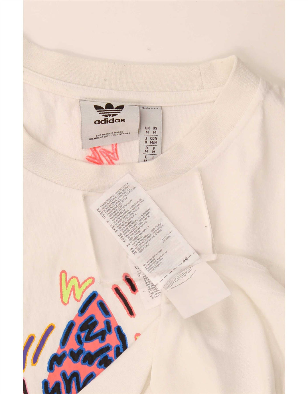 Adidas Mens Graphic T-Shirt Top Médio Algodão Branco