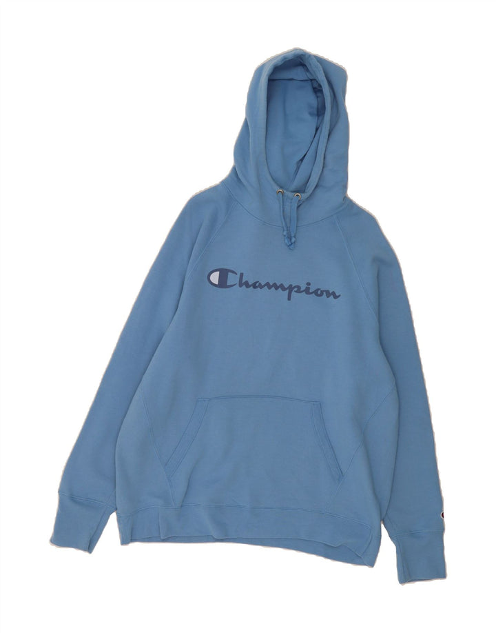 CHAMPION Mens Graphic Hoodie Jumper XL Blue Polyester Vintage Champion and Second-Hand Champion from Messina Hembry 
