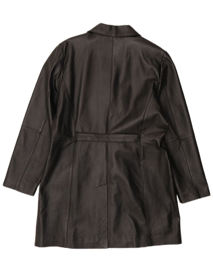 Casaco de couro feminino vintage UK 18 XL couro preto