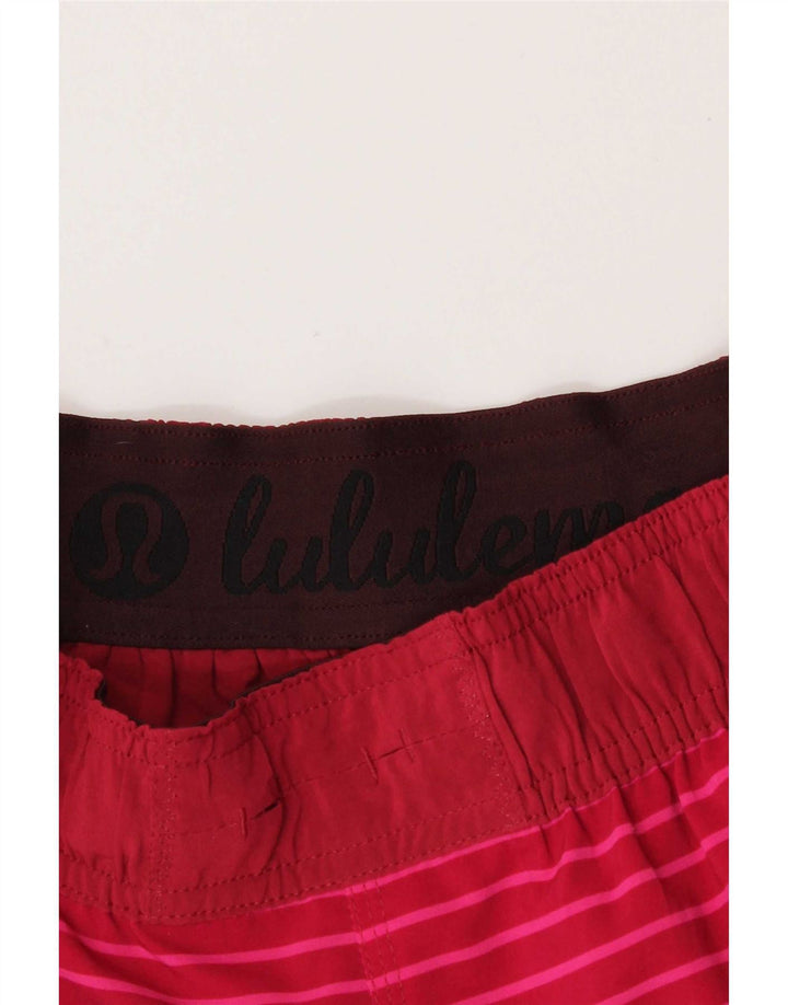 Shorts esportivos femininos Lululemon EUA 6 listrado rosa médio