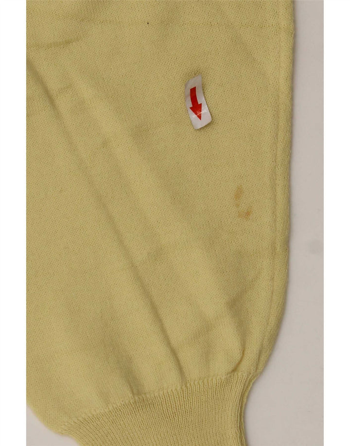 Suéter masculino vintage com decote em V grande amarelo