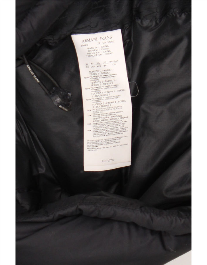 Jaqueta masculina acolchoada com capuz Armani Jeans EU 54 XL poliamida preta
