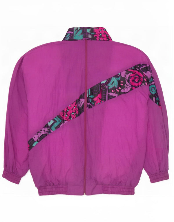 Fato de treino completo oversized feminino vintage Reino Unido 16 grande nylon geométrico roxo