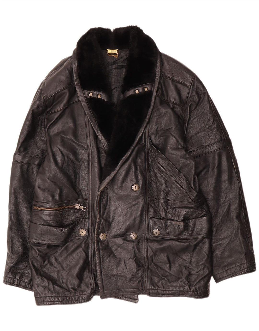 Jaqueta de couro masculina vintage IT 52 XL couro preto