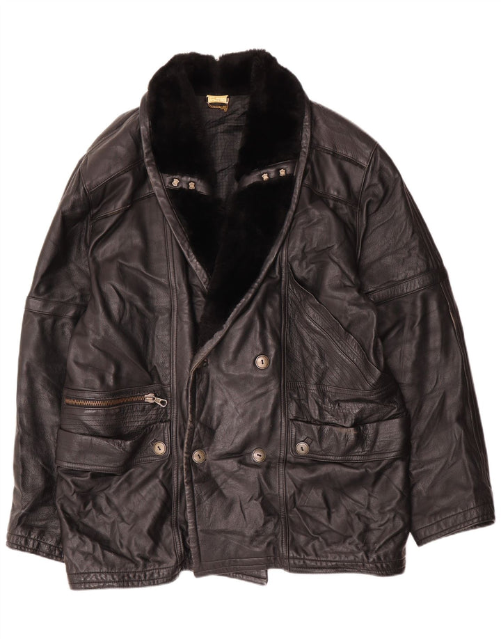 Jaqueta de couro masculina vintage IT 52 XL couro preto