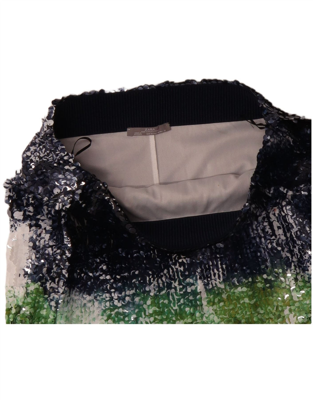 ZARA Saia reta feminina média W28 poliéster colorblock multicolorido