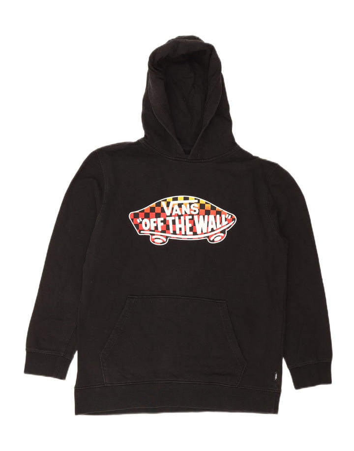 VAN'S Boys Graphic Hoodie Jumper 13-14 Years XL Black Cotton Vintage VAN'S and Second-Hand VAN'S from Messina Hembry 