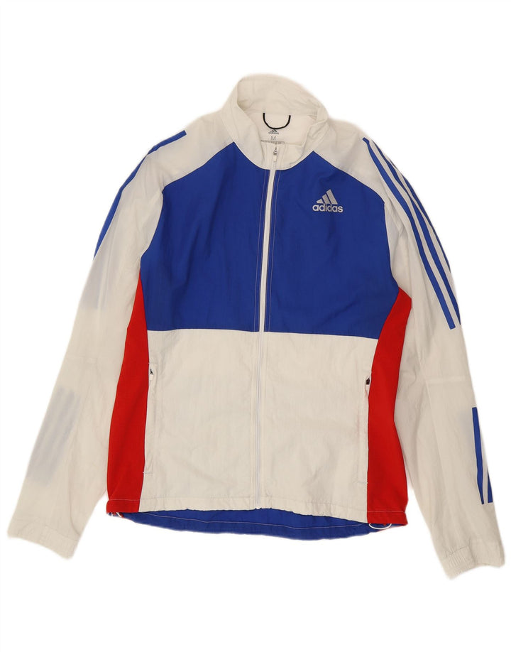 Adidas Mens Running Tracksuit Top Jacket Médio Branco Colourblock Nylon