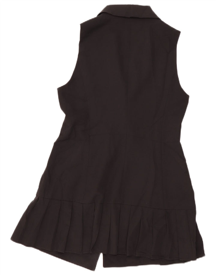 Casaco feminino Zara sem mangas com peito duplo Reino Unido 12 médio preto