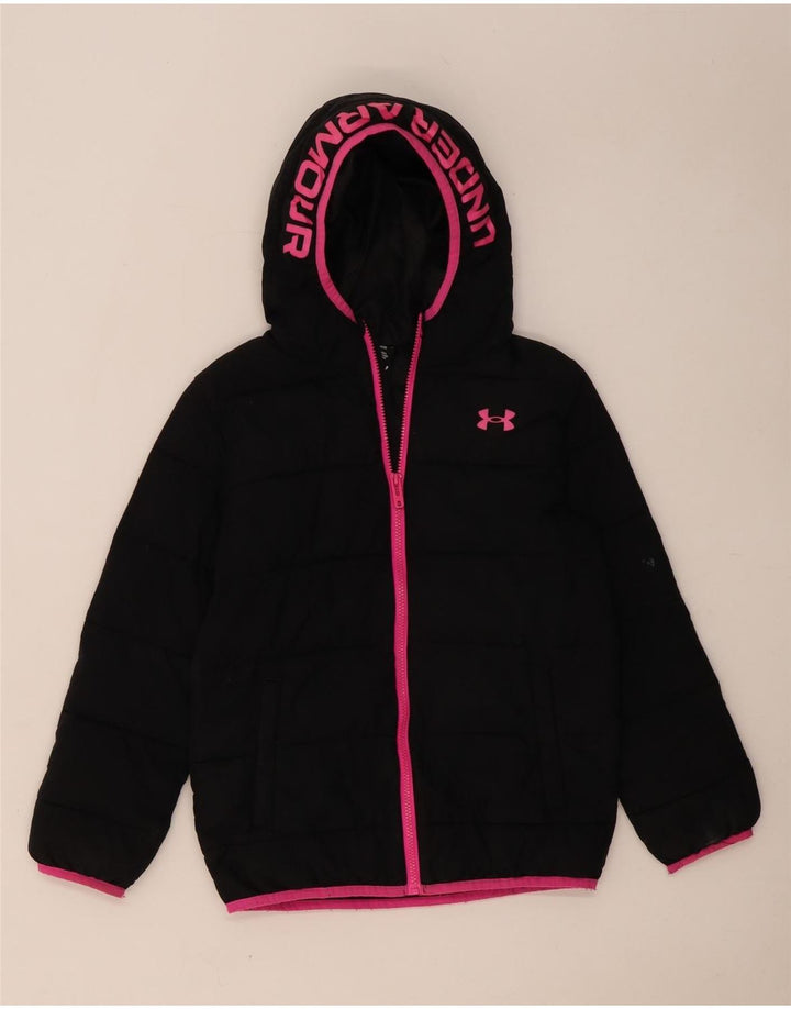 Jaqueta acolchoada com capuz gráfico Under Armour Girls 10-11 anos poliéster preto