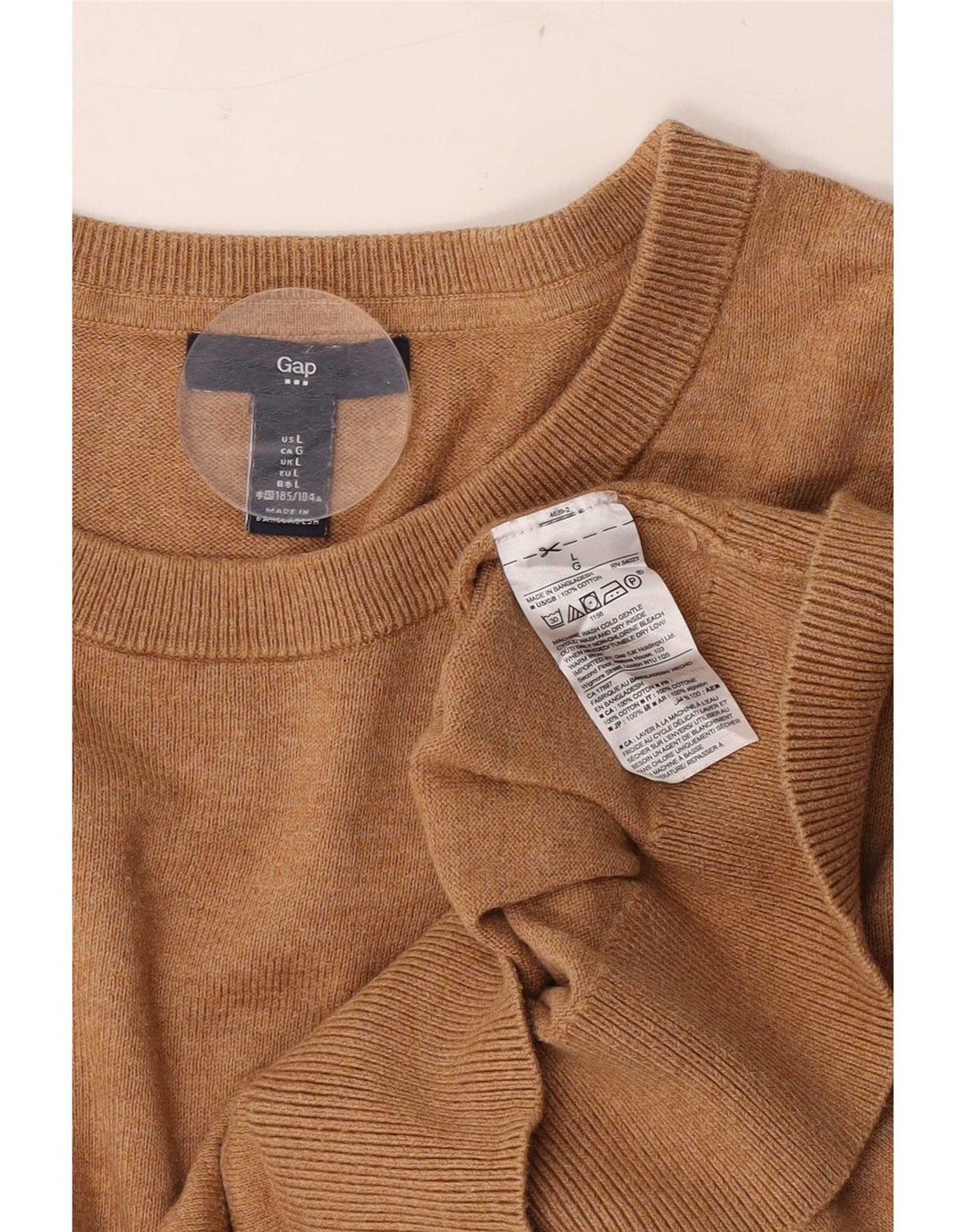 Suéter masculino Gap com gola redonda, grande algodão marrom