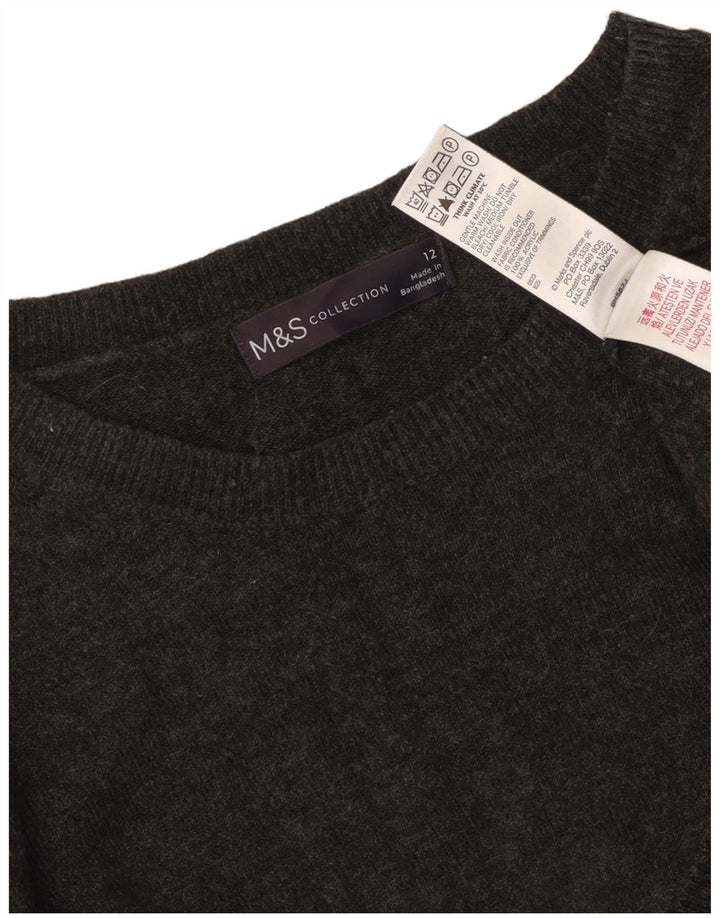 Suéter feminino Marks & Spencer com gola canoa Reino Unido 12 cinza médio acrílico
