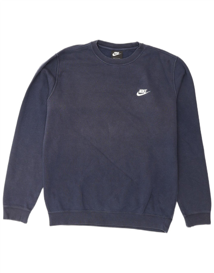 NIKE Mens Moletom Jumper Médio Azul Marinho Algodão