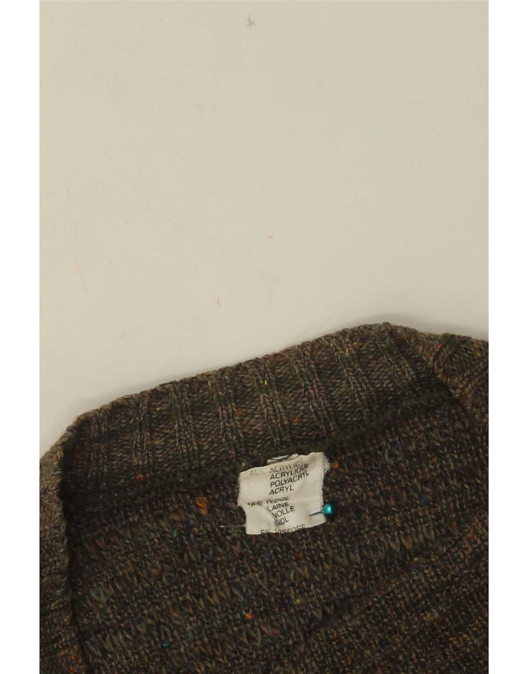 Suéter Cardigan Masculino Vintage IT 50 Acrílico Salpicado Cáqui Médio