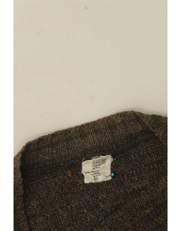 Suéter Cardigan Masculino Vintage IT 50 Acrílico Salpicado Cáqui Médio