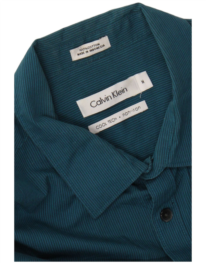 Camisa masculina CALVIN KLEIN de algodão listrado azul médio