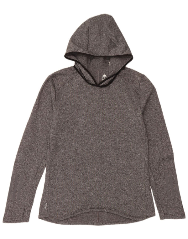 Adidas Womens Climalite Hoodie Jumper UK 8/10 Pequeno Cinza Poliéster