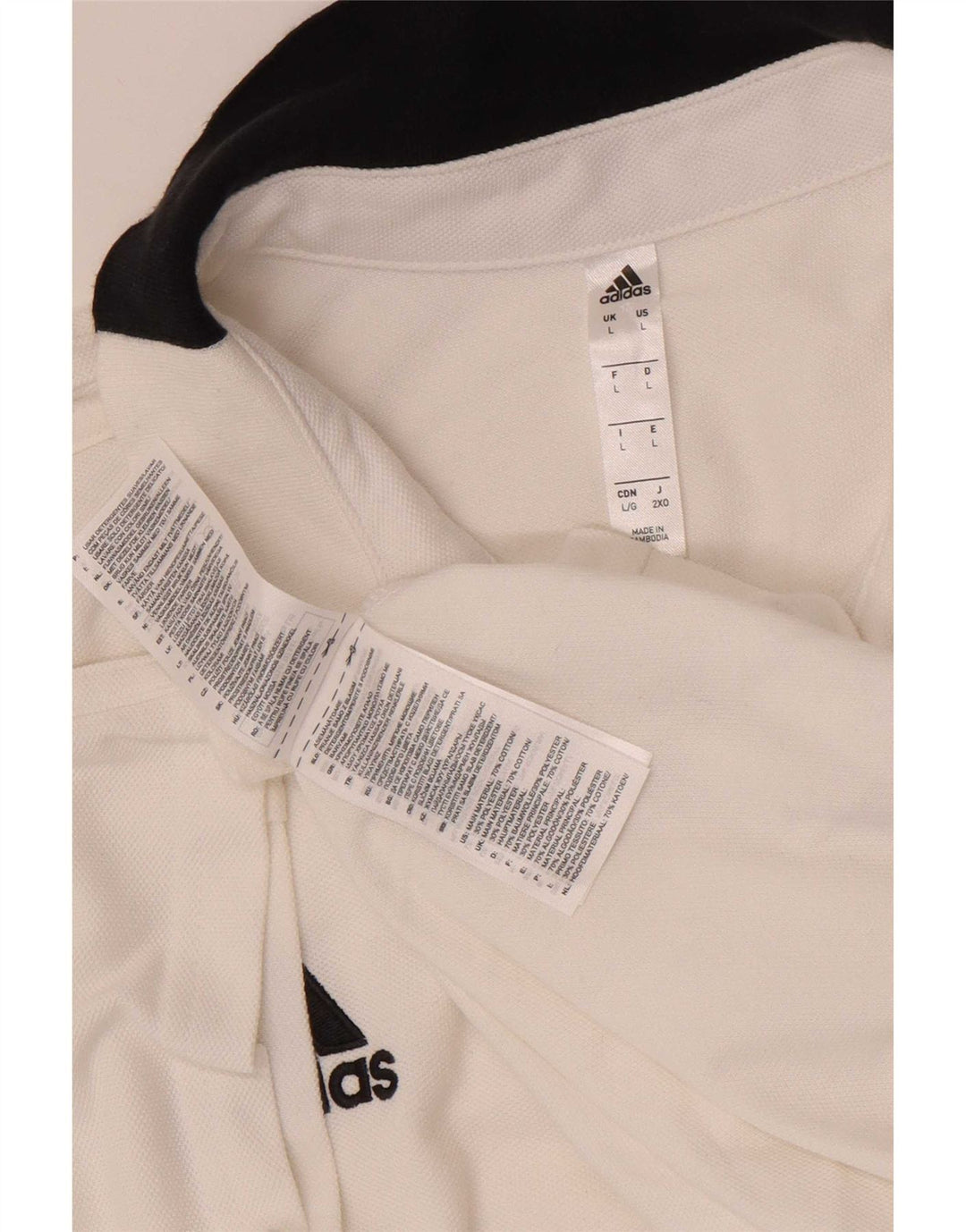 Camisa polo masculina Adidas grande algodão branco