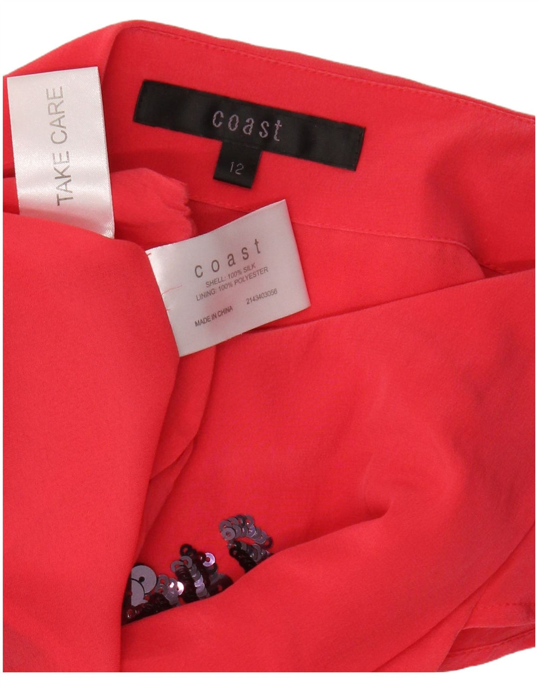 Vestido bainha feminino COAST Reino Unido 12 seda floral rosa médio