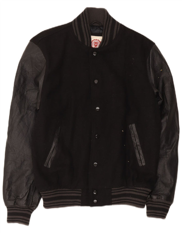 Franklin Marshall Mens Varsity Jacket UK 38 Medium Black Colourblock