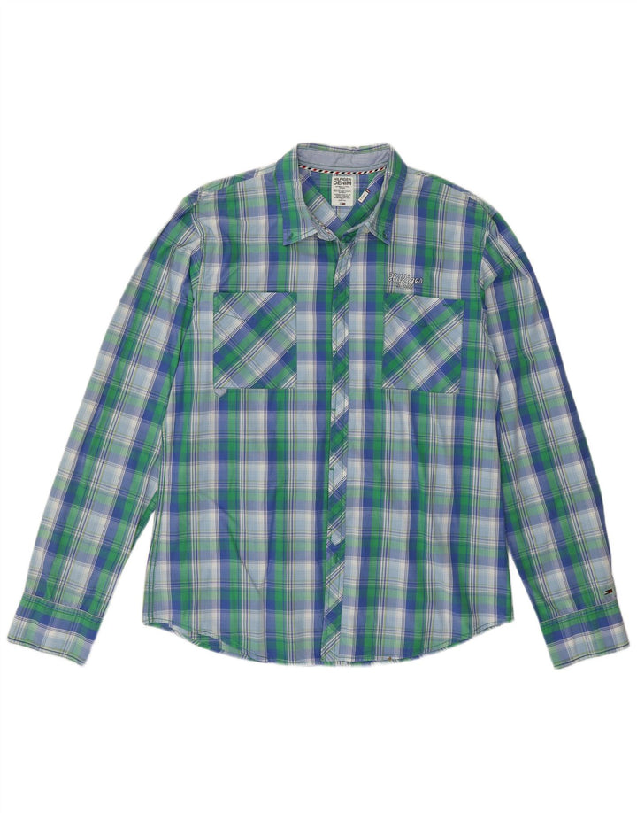 Camisa masculina Tommy Hilfiger XL verde xadrez algodão