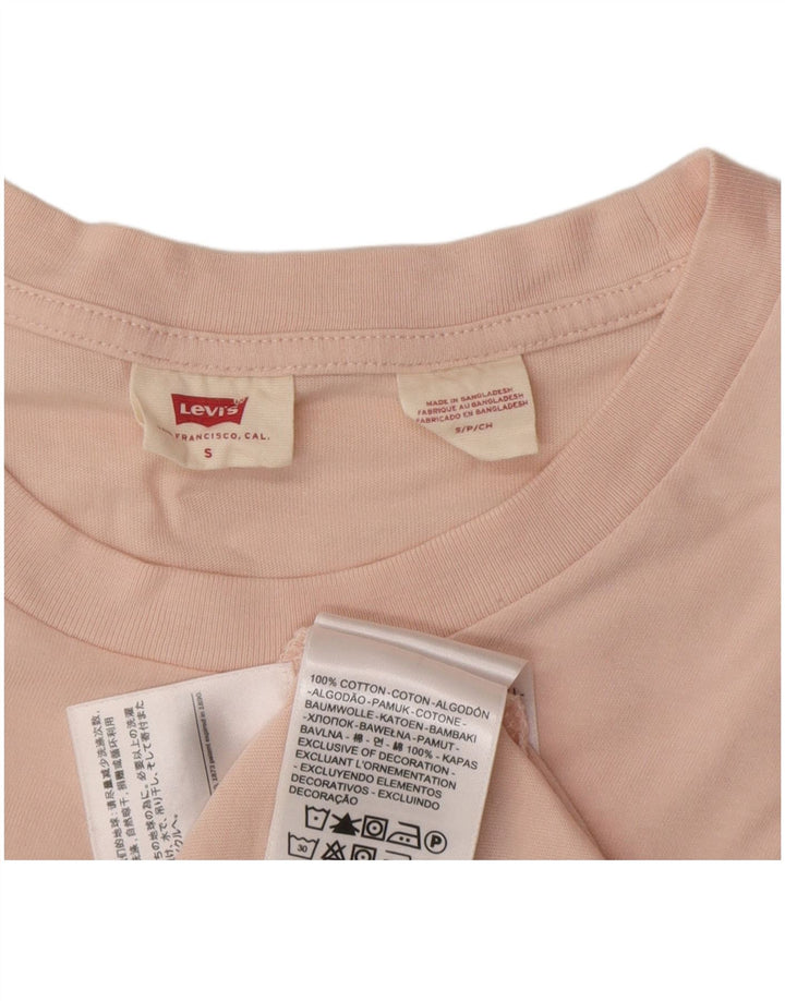 Camiseta feminina Levi's UK 10 pequena algodão rosa