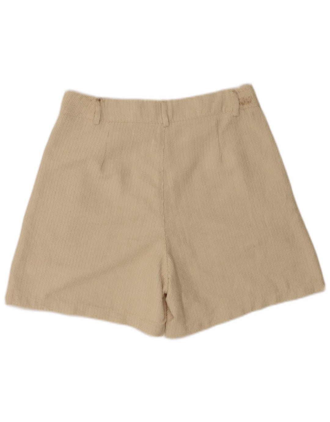 Shorts de veludo feminino Benetton UK 12 médio W28 poliéster bege