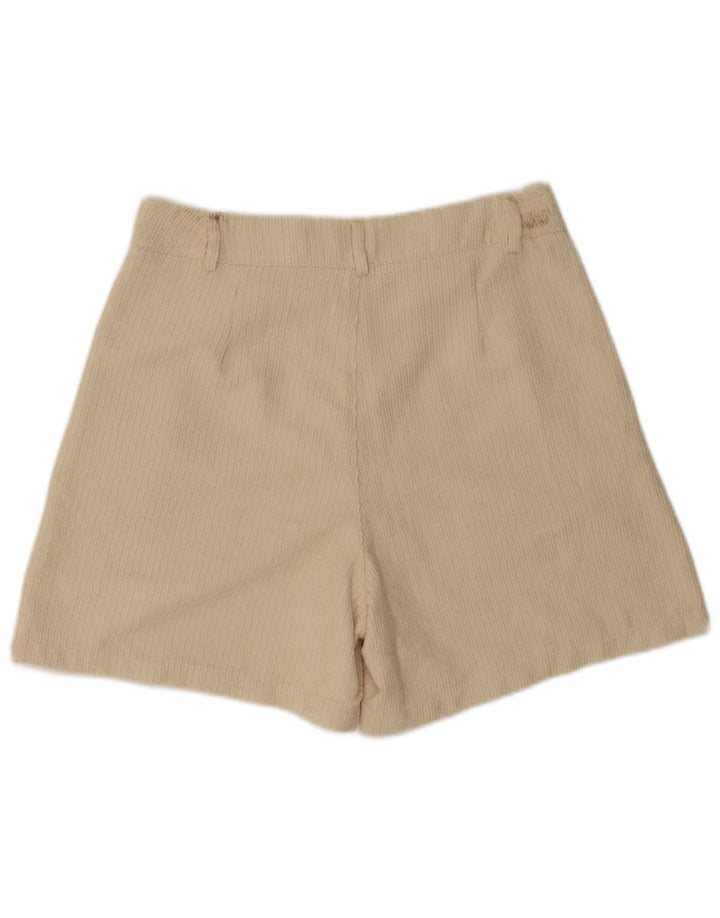 Shorts de veludo feminino Benetton UK 12 médio W28 poliéster bege