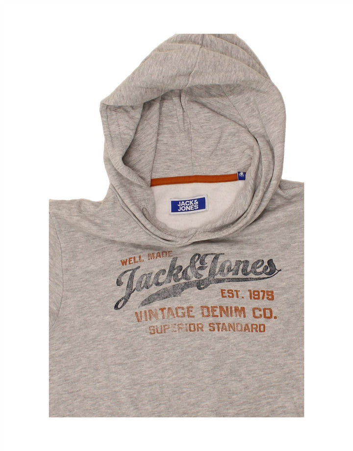 JACK & JONES Boys Graphic Hoodie Jumper 13-14 Years Grey Cotton Vintage Jack & Jones and Second-Hand Jack & Jones from Messina Hembry 