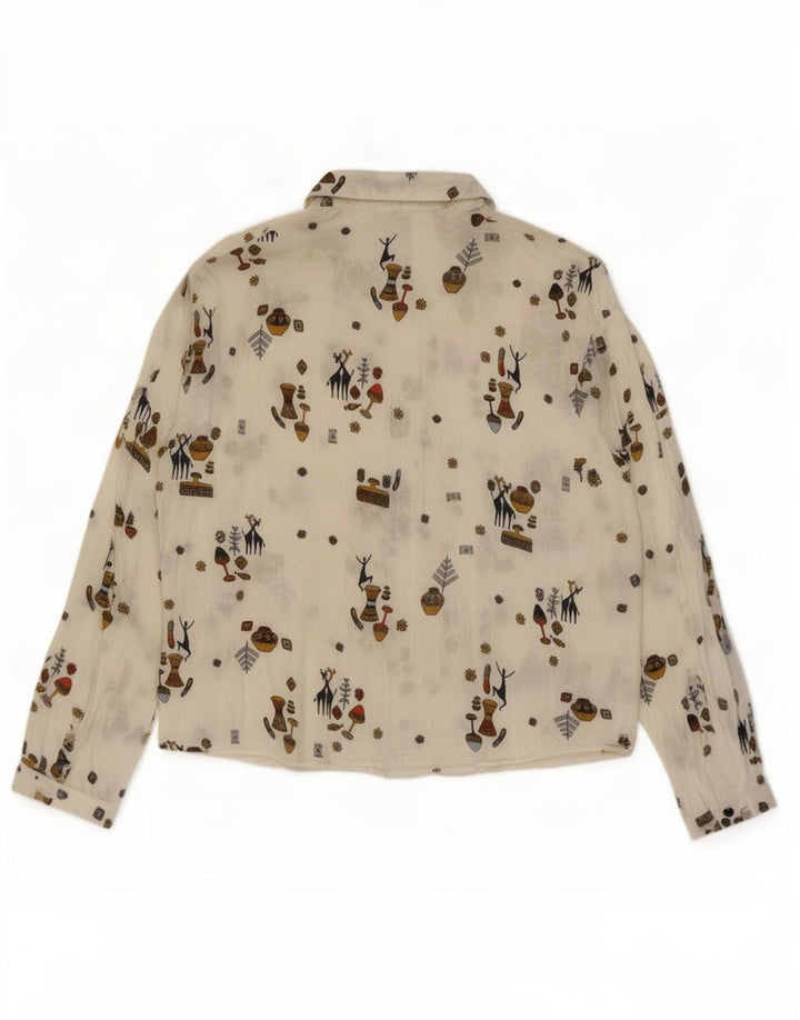 Blusa feminina Zara Trafaluc com padrão abstrato Reino Unido 14 médio branco