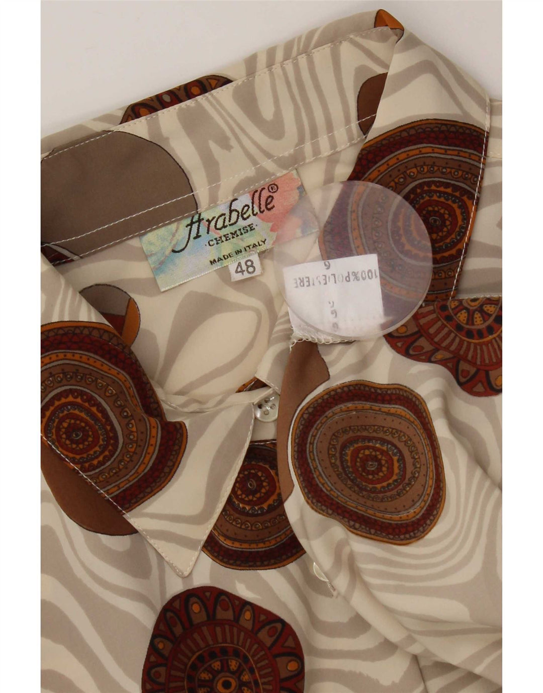 Blusa feminina vintage IT 48 XL poliéster geométrico multicolorido