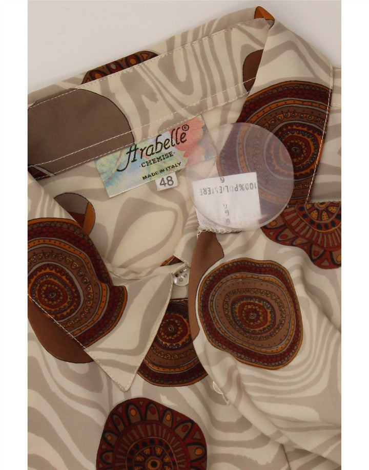Blusa feminina vintage IT 48 XL poliéster geométrico multicolorido