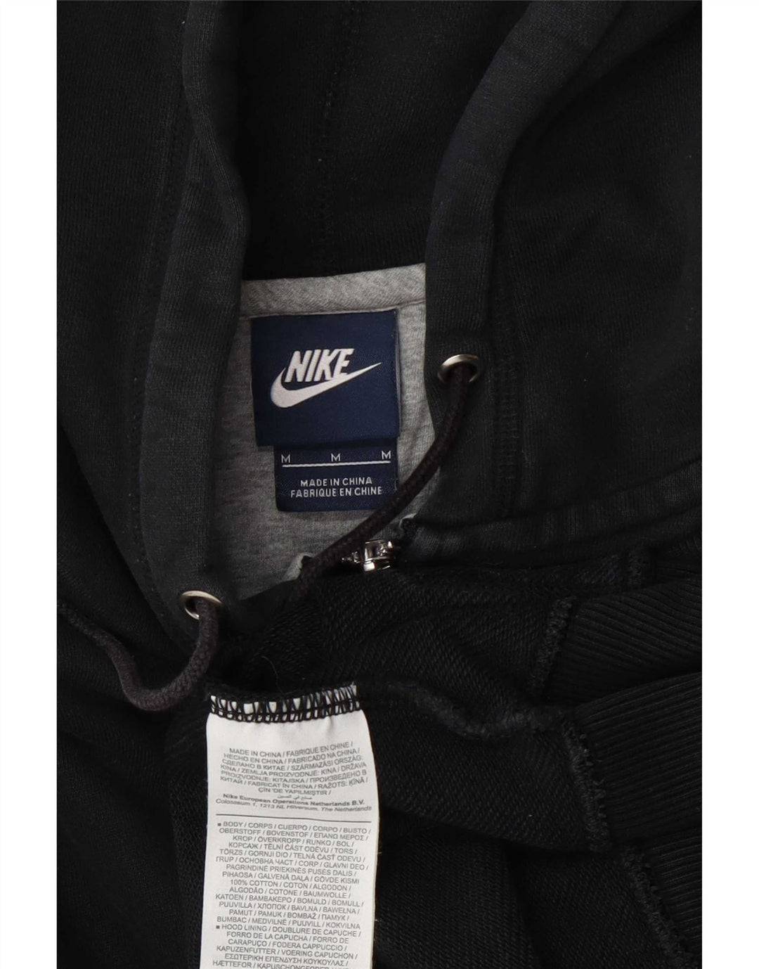 Suéter Nike masculino com capuz e zíper médio preto algodão