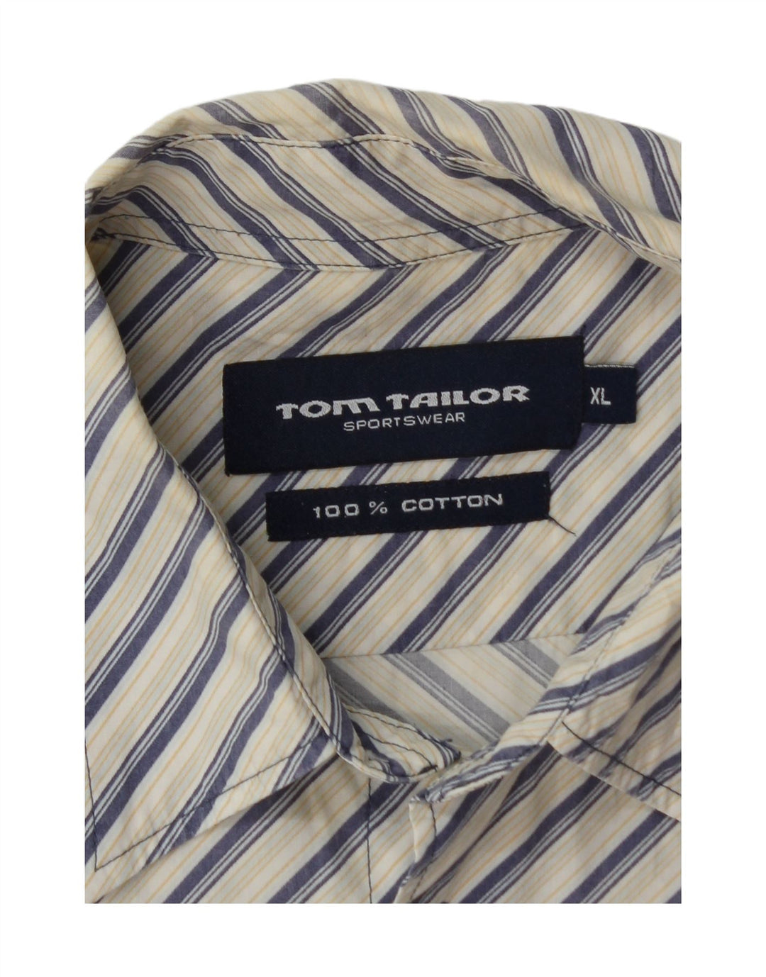 Camisa masculina de manga curta TOM TAILOR XL algodão listrado branco
