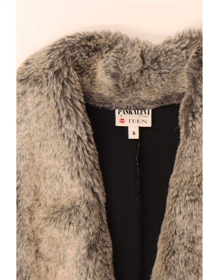 Jaqueta Blazer Feminina Vintage com 5 Botões UK 10 Pequena Cinza
