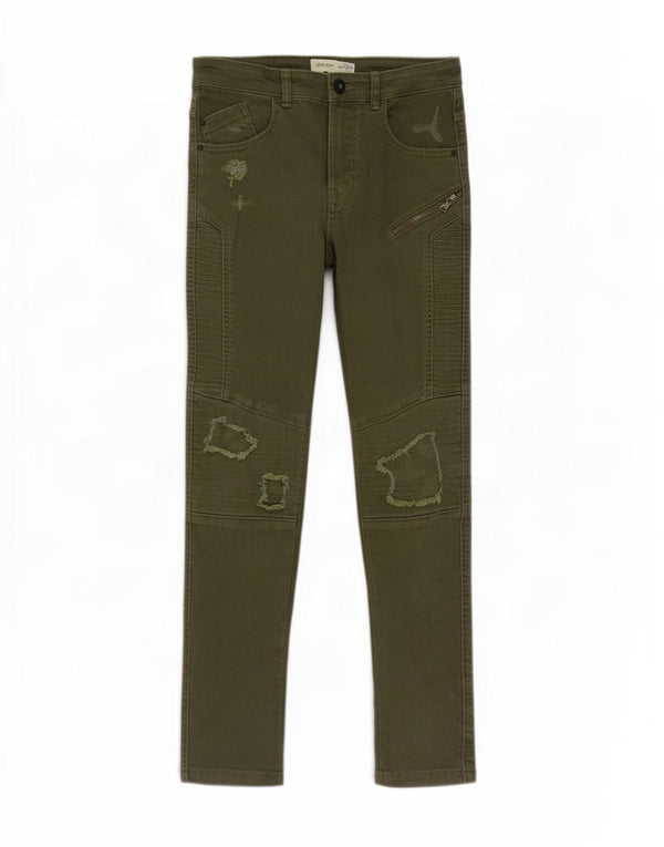 Zara Boys Jeans Slim desgastados 11-12 anos W26 L27 Verde