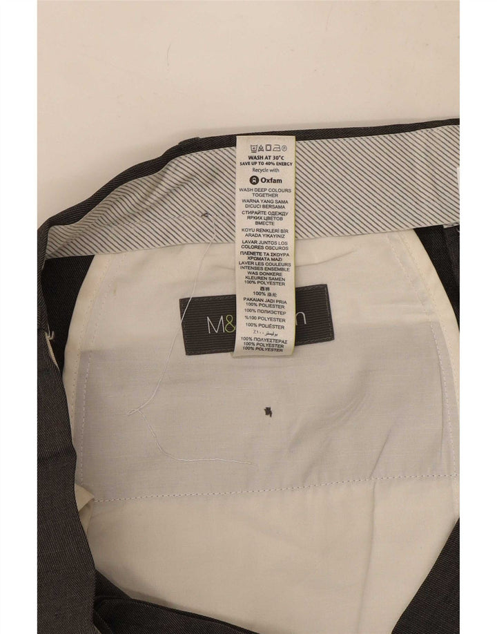 Calça masculina de terno reto Marks & Spencer W44 L29 poliéster cinza