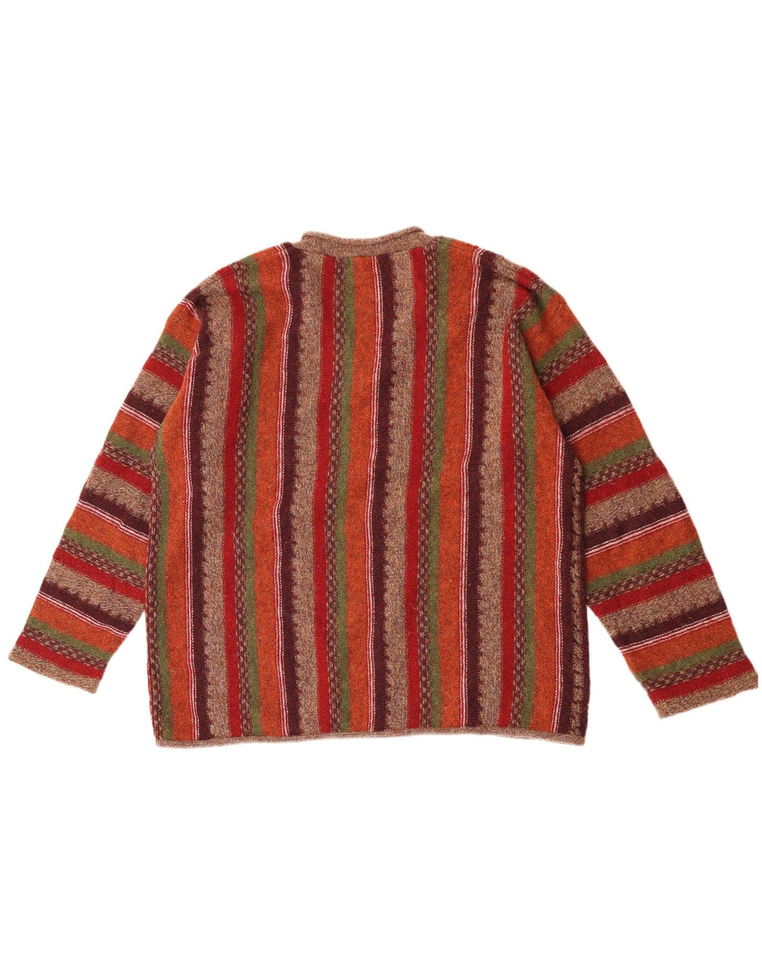 Suéter masculino Esprit com decote em V, grande lã listrada multicolorida