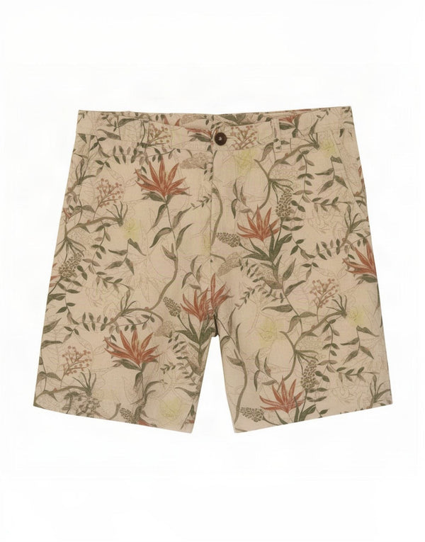 Zara Mens Chino Shorts EU 40 Médio W31 Bege Floral