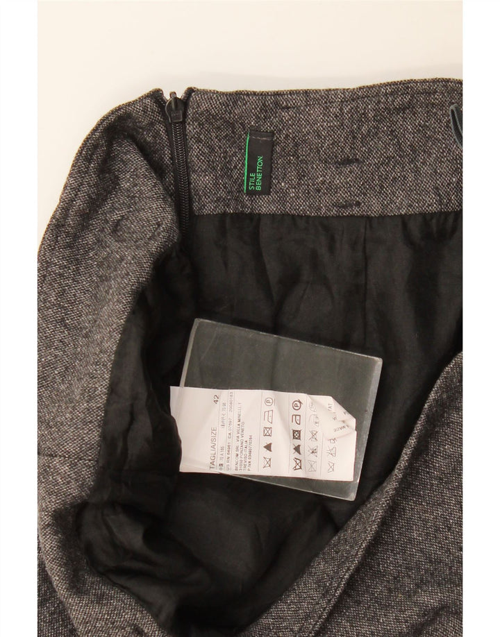 Saia reta feminina Benetton IT 42 médio W30 lã cinza